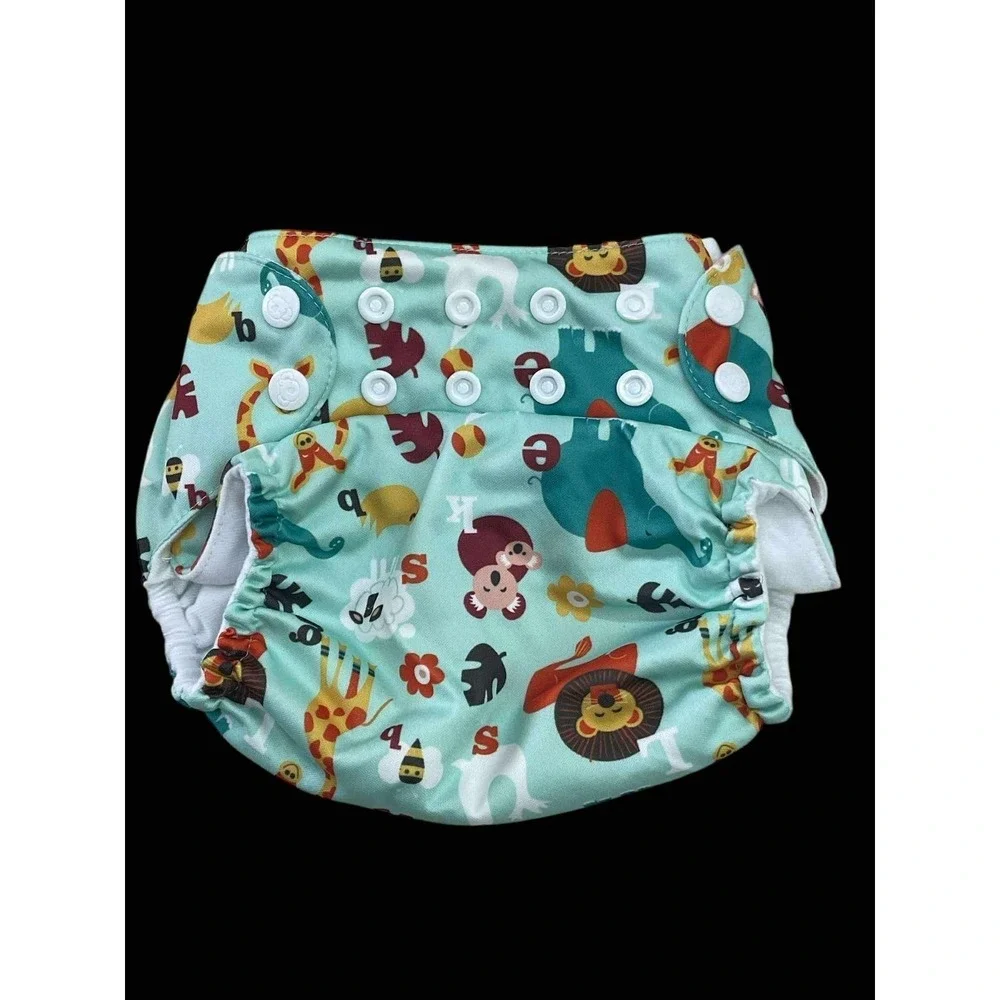 Mama Koala One Size Cloth Diaper Zoo Animal Alphabet Print +Insert Reusable Baby
